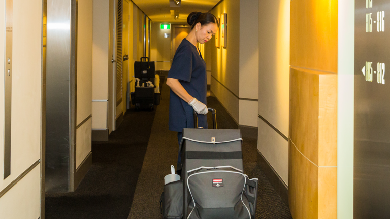 Housekeeping Service with Rubbermaid Commercial  Mobile Cart