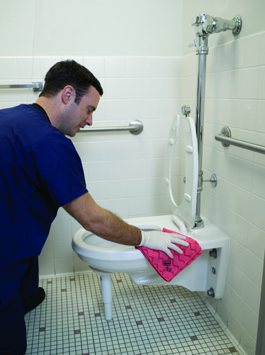 Toilet cleaning using Hygen Microfibre Cloth