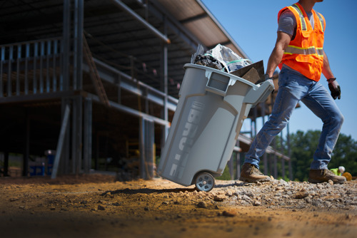 Wheeled Brute Bin in use on a construction site