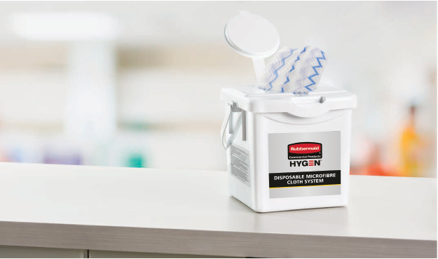 Rubbermaid HYGEN White Disposable Microfiber Cloth and Charging Tub 