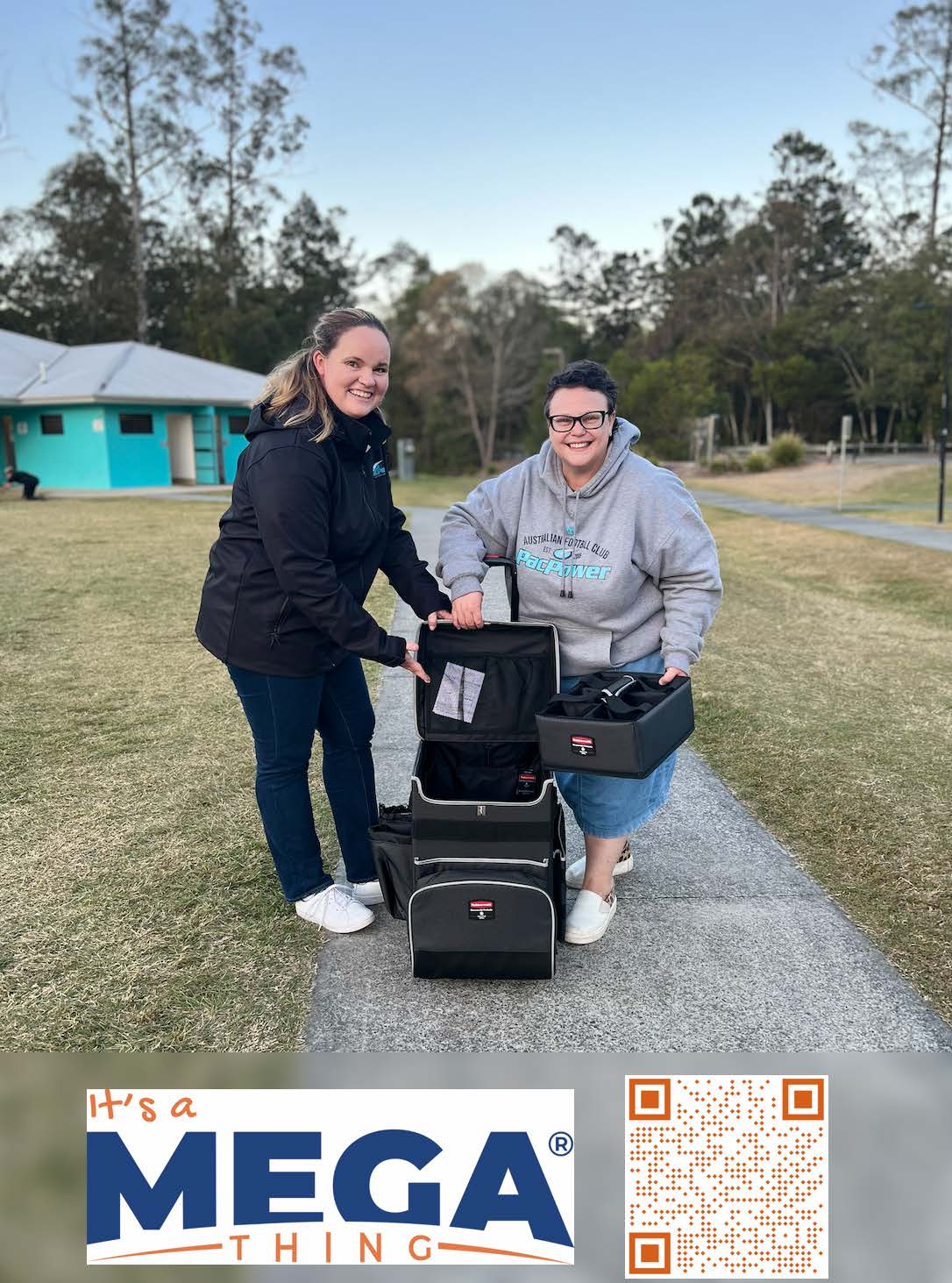 Two women with Rubbermaid Executive Quick Car