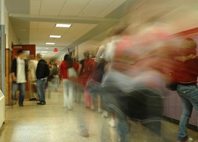 A busy school corridor