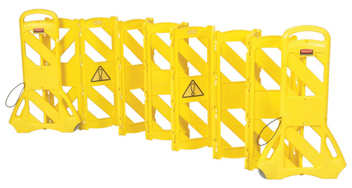 Rubbermaid mobile barrier stock image