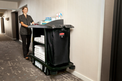 Housekeeping cart in use