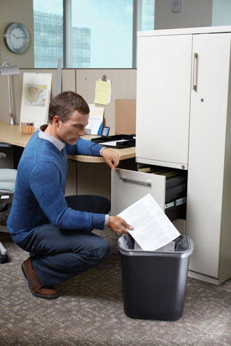 Rubbermaid Utility Wastebasket with a space-efficient design and rolled rims